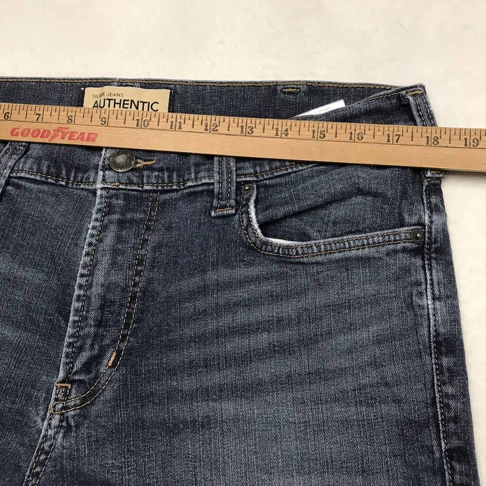 SILVER Athletic Jean Men 36x28 (36/30 tag) Dark Wash Whiskered Stretch Denim - Picture 6 of 15